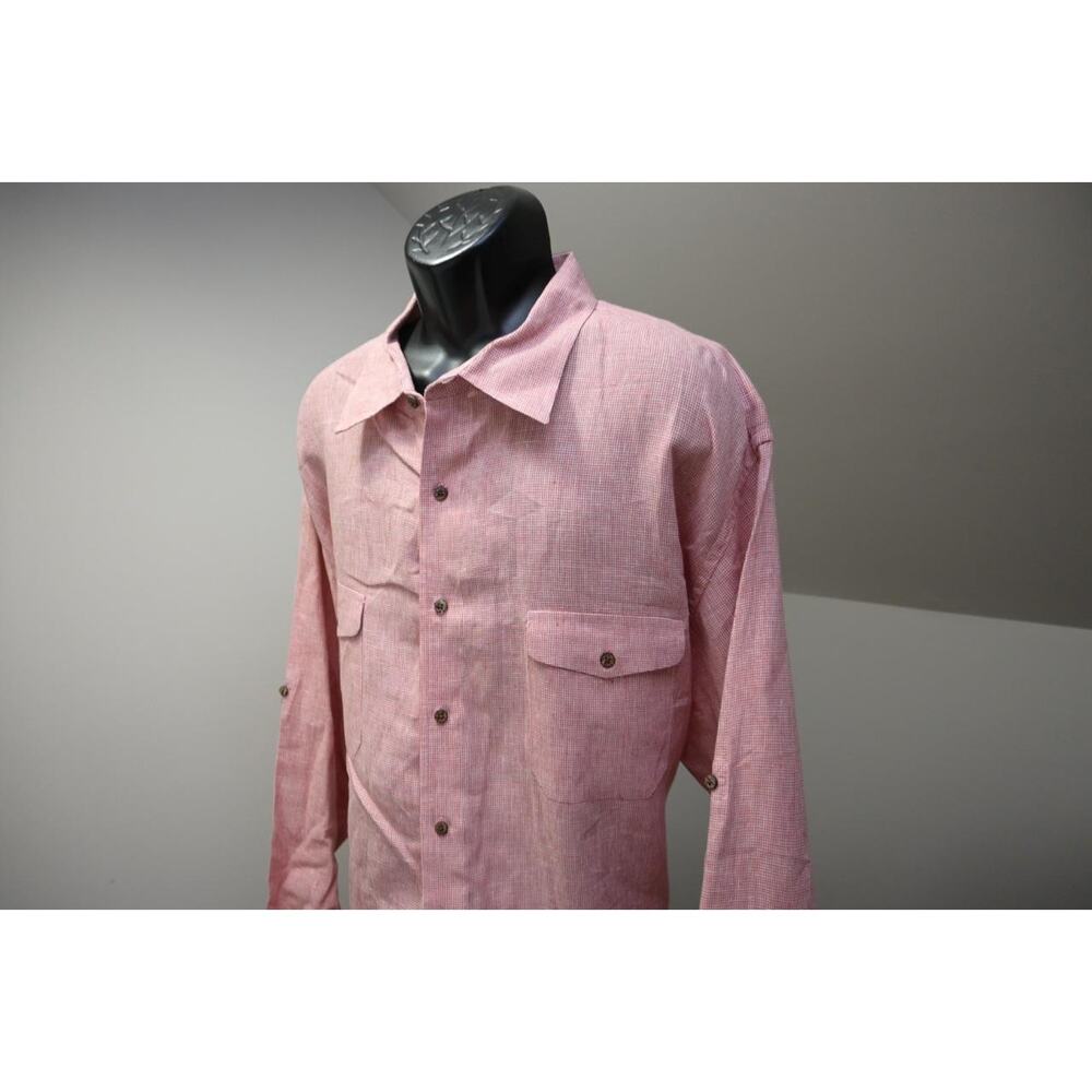 Jos A Bank 100% Linen Button Up Dress Shirt Plaid Long Sleeve Mens 3XB 3XL BIG